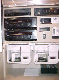 Audio/video equipment and coffee makers in Galley Area